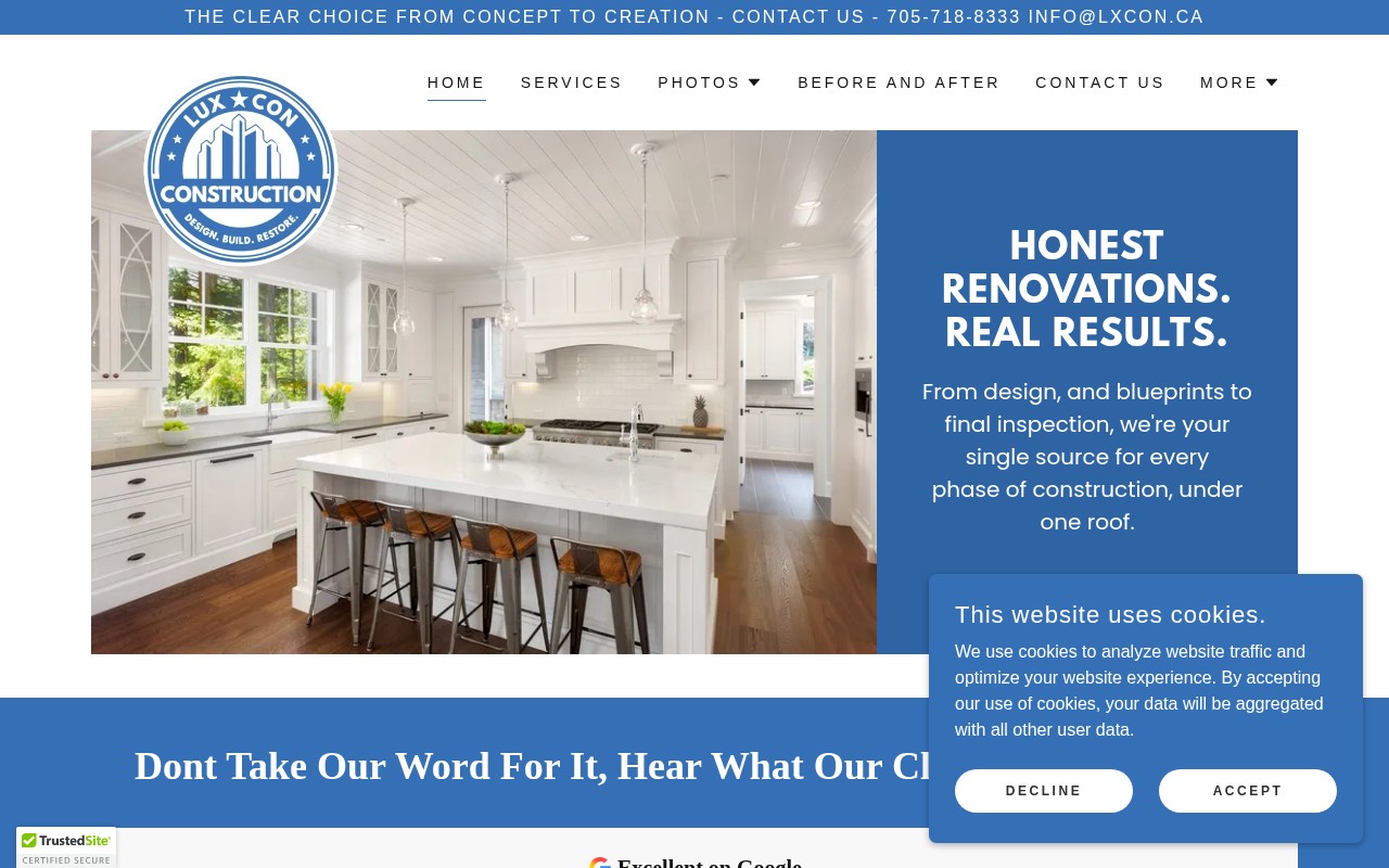 Before - Outdated website
