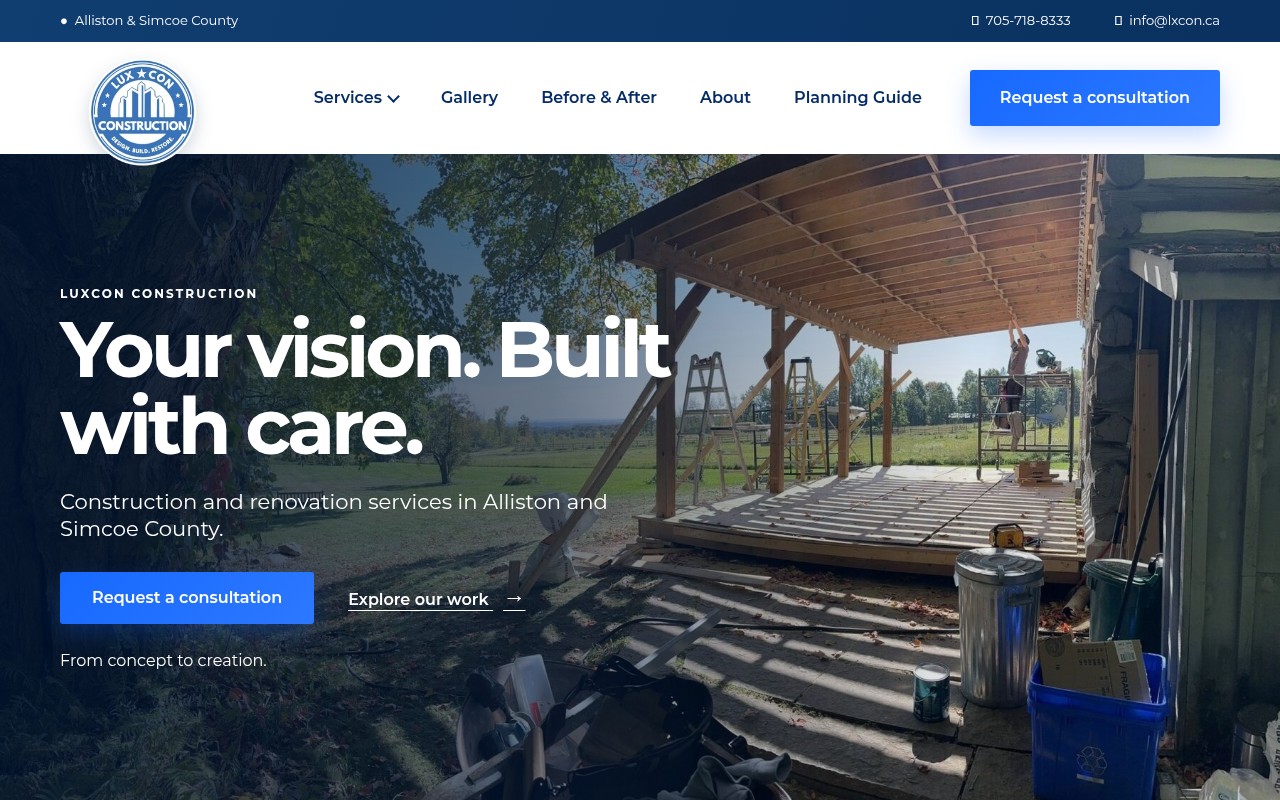 Example custom website homepage mockup