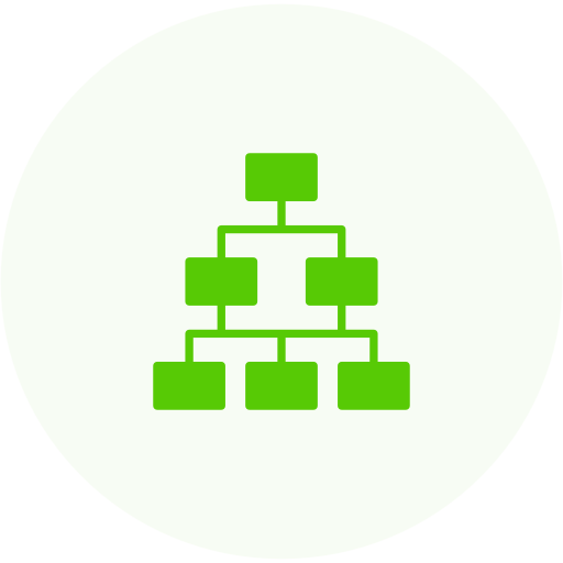 A green icon of a tree in a circle representing web design services.
