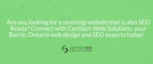 A green background with the text, are you looking for a stunning website? Connect with Certech Web Solutions, your Ontario web expert.
