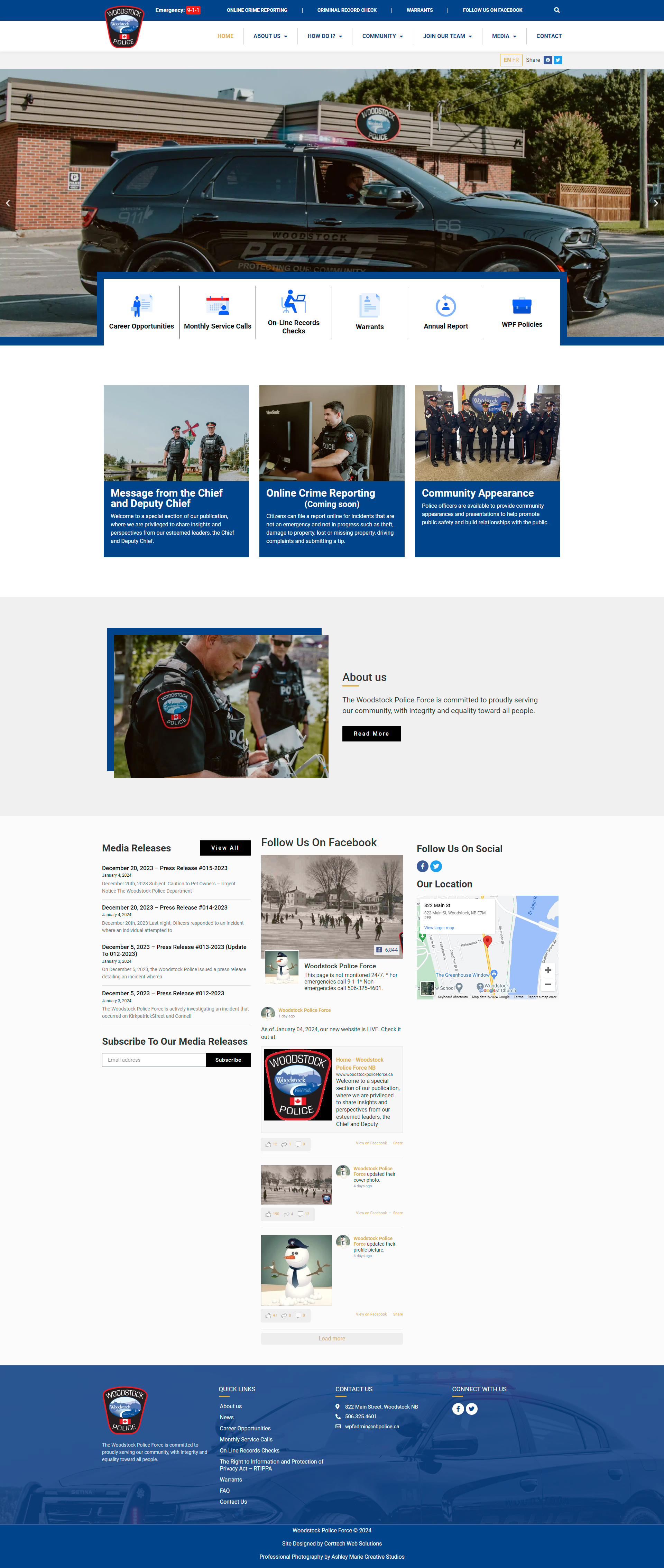 Woodstock Police Force Website Design