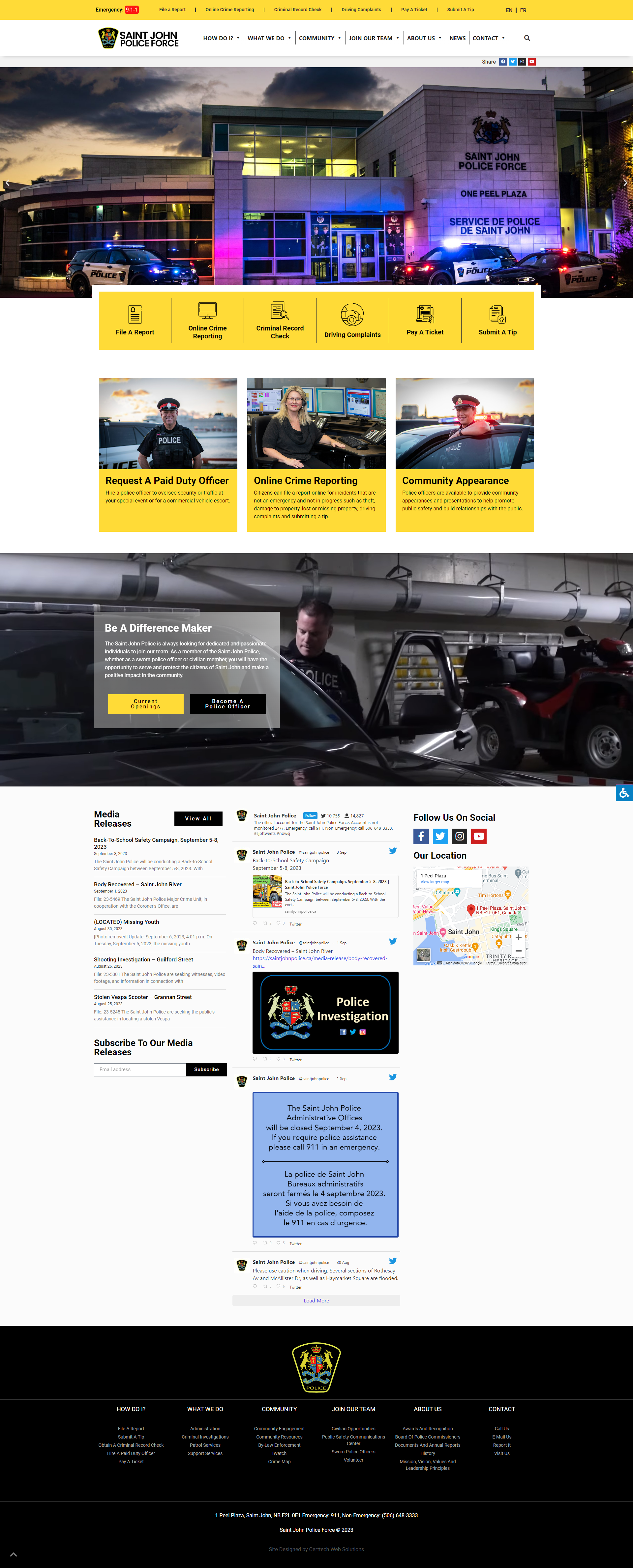 A website with a yellow and black background.