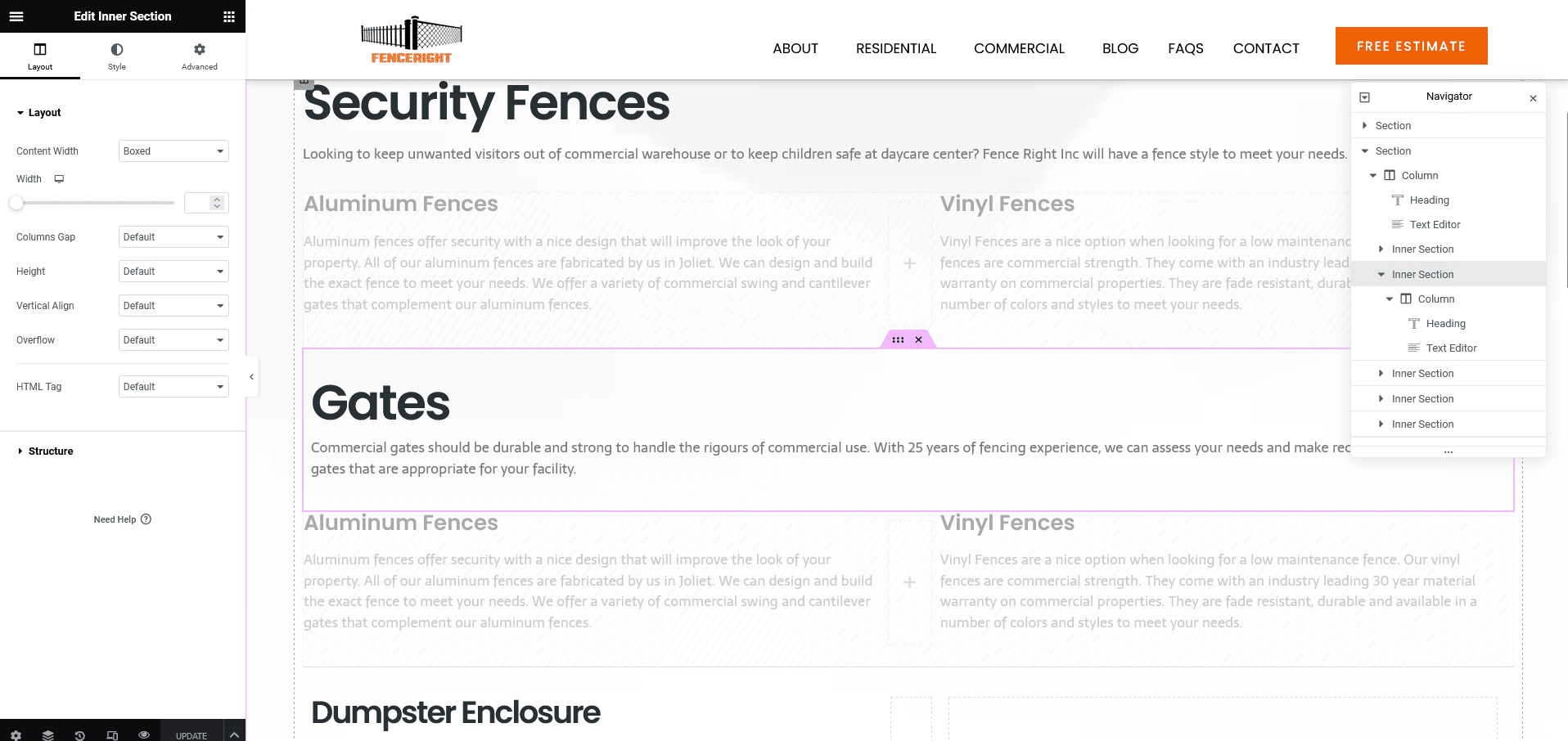 A screen shot of a website with a security fence.