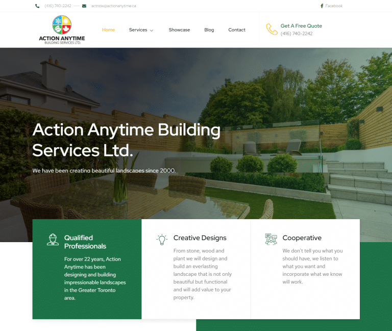 Action Anytime website design.