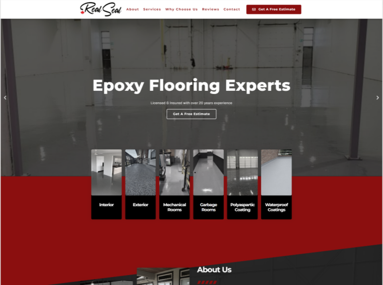 Website design for Real Seal Epoxy experts.