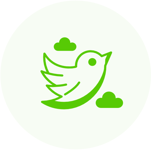 A green bird with a cloud in the background.