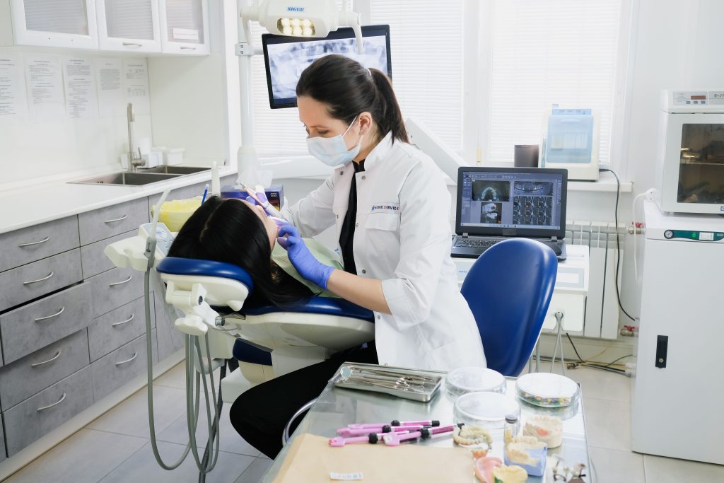 dentist's chair, woman