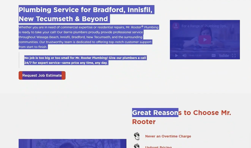 A ChatGPT-powered website for plumbing services in Bradford, offering local business expertise through an interactive service page.