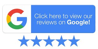 A blue box with the Google logo states, &quot;Click here to view our reviews on Google!&quot; Below, there are five blue stars indicating a five-star rating. Feel at home while exploring what others say about us.