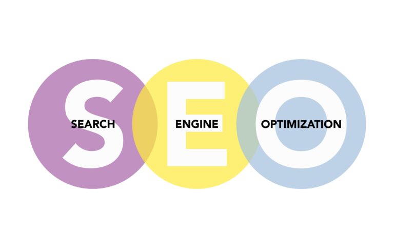 Three overlapping circles labeled &quot;Search&quot; in purple, &quot;Engine&quot; in yellow, and &quot;Optimization&quot; in blue form the acronym &quot;SEO,&quot; highlighting interconnected letters. Considering SEO cost in Canada, it&#039;s crucial for businesses to strategize effectively for local market success.